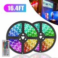 thumbnail image 1 of LED Strip Lights 16.4ft RGB 300 LEDs Light Strip with 3528 SMD 44 Key Remote & 12V Power for Bar Home Decoration, 1 of 6