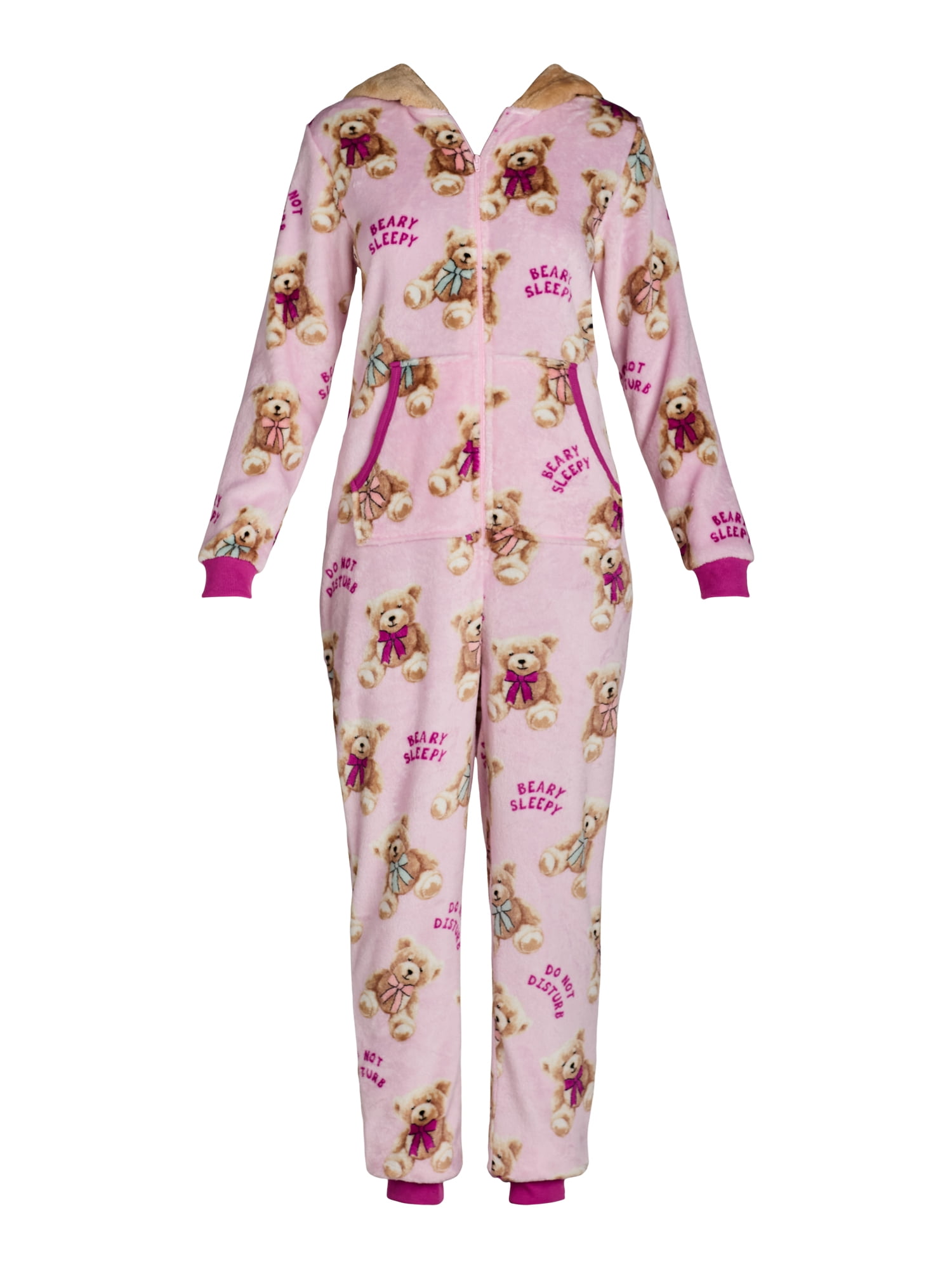 Holiday Time Women s Cow Union Suit with Hood Sizes XS 3X Walmart