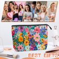 thumbnail image 6 of Makeup Bag Small Toilet Cosmetic Bags Travel Makeup Case Waterproof for Women Girls 6.7X9.45inches - Colorful Wildflowers in A Lush Arrangement, 6 of 7