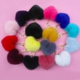 thumbnail image 2 of LLavero de bolas de felpa de arcoíris para mujer, colgante decorativo con pompones de corazón, joyería de moda para bolso y coche, novedad, 2 of 4