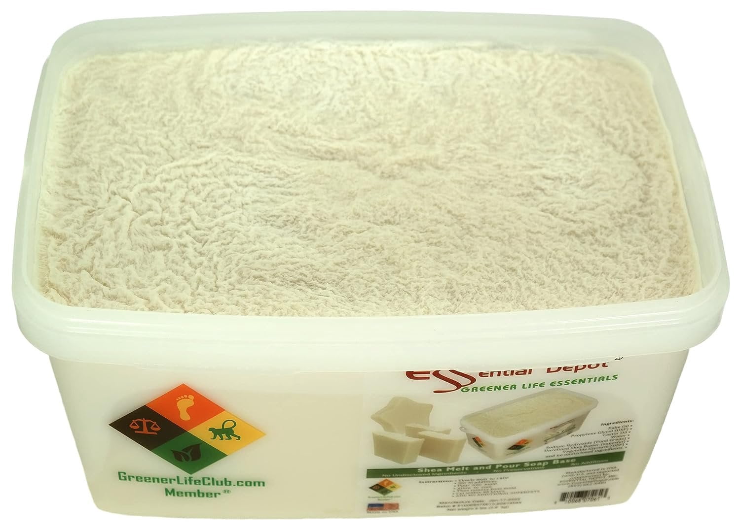 Essential Depot Shea Melt & Pour - 8 lbs Shipped in a safety-sealed square pail with resealable lid and removable handle