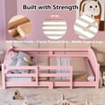 thumbnail image 4 of Jopath Twin Montessori Floor Bed with Slats and Safety Guardrails, Solid Wood Floor Bed with Fence and Without Door for Girls and Boys Pink, 4 of 9