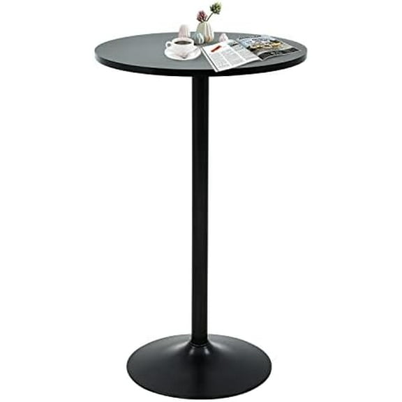 Bar Table Round Pub Table Cocktail Bistro High Table with Black Top and Base for Home Kitchen Small Spaces$$Furniture