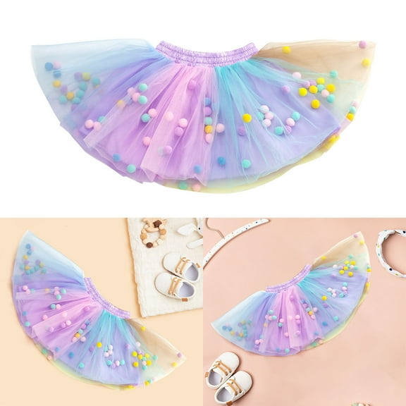 Fainosmny Gauze Tutu Tulle Skirt For Girl'S Tutu Skirt Layered Tulle Princess Skirt With Puff Balls For Little Girls Birthday Dresses For Girls Rainbow Tutu Ballet Skirt A Xl