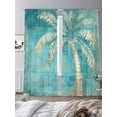 thumbnail image 3 of Retro Coconut Tree Sheer Curtains 84 Inch Long 2 Panels, Tropical Plant Hand-painted Oil Painting Light Filtering Rod Pocket Semi Sheer Curtains, Sheer Voile Drapes for Living Room Bedroom, 52"x84", 3 of 5