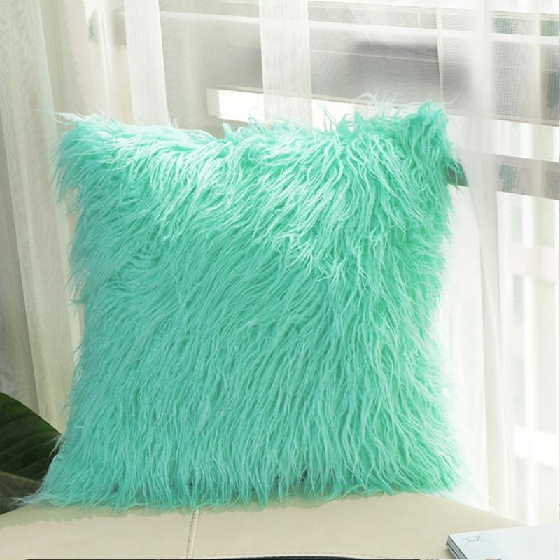 Decorative Faux Fur Throw Pillow Covers 18x18 Inch Luxury Long Fur Mongolian Fluffy Soft Square