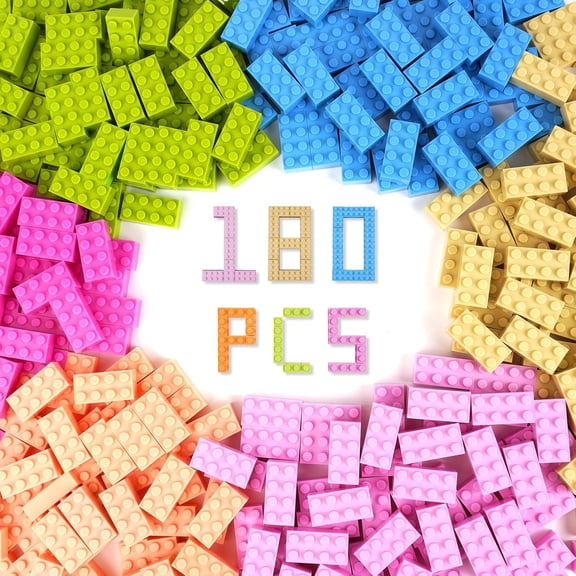 Building Bricks 180 Pieces 2x4 Multicolor, Classic Building Blocks Compatible with Most Major Brands, Large Creative Building Toy for Kids, Building Toys for Kids, Girls, Boys Aged 14 Plus