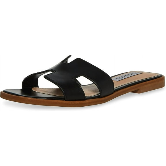 Steve Madden Women's Hadyn Sandal, Black Leather, 7.5