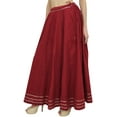 thumbnail image 2 of Bimba Women's Maxi Maroon Skirt Designer Gota Patti Drawstring Tassel Waist-2XL, 2 of 3