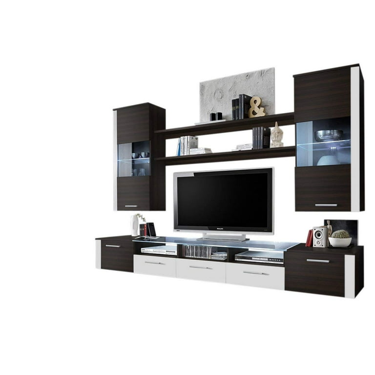 Fresh wall unit modern entertainment center with led lights discount