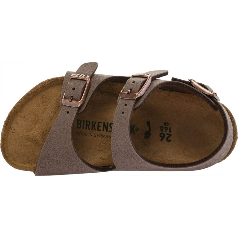 Boys Birkenstock Roma Birkibuc Ankle Strap Sandal Mocha Birko