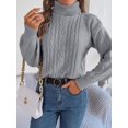 thumbnail image 5 of Suéter de punto de manga larga con cuello alto y giro informal para otoño e invierno, ropa de mujer, 5 of 5