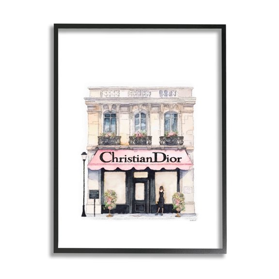 Stupell Industries Girl at Fashion Shop Beauty & Fashion Painting Black Framed Art Print Wall Art, 11 x 14