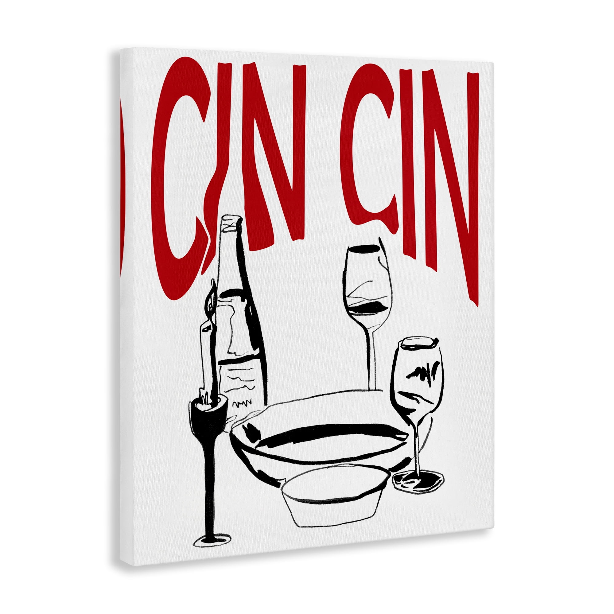 Stupell Industries Cin Cin Wine Glasses Food & Beverage Painting Wrapped Canvas Art Print Wall Art, 24 x 30
