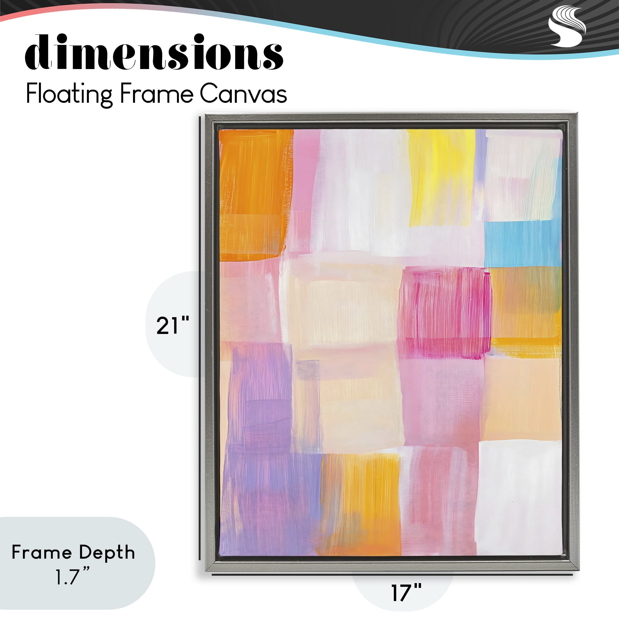 Stupell Industries Abstract Grid Brushstrokes Gray Framed Floater Canvas Wall Art, design by The Prints Vibe