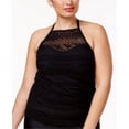 thumbnail image 3 of Island Escape BLACK Sky High-Neck Crochet Tankini Top, US 6, 3 of 5