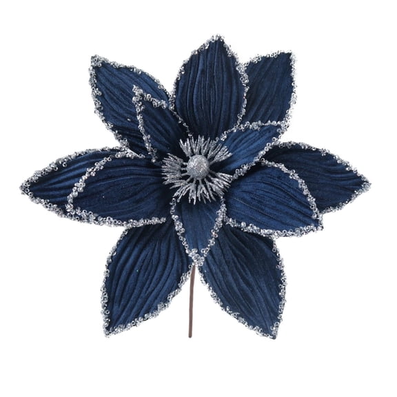 12" Blue Velvet Magnolia with Silver trim