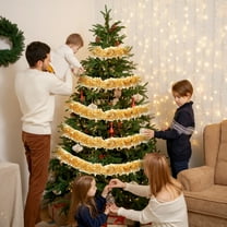 Nkmbld 6PC Colorful Ribbon, Christmas Tinsel Garland Metallic Foil Decorations Shiny Metallic Twist Hanging Garland Glitter Xmas Tree Hanging Ornaments, Gold