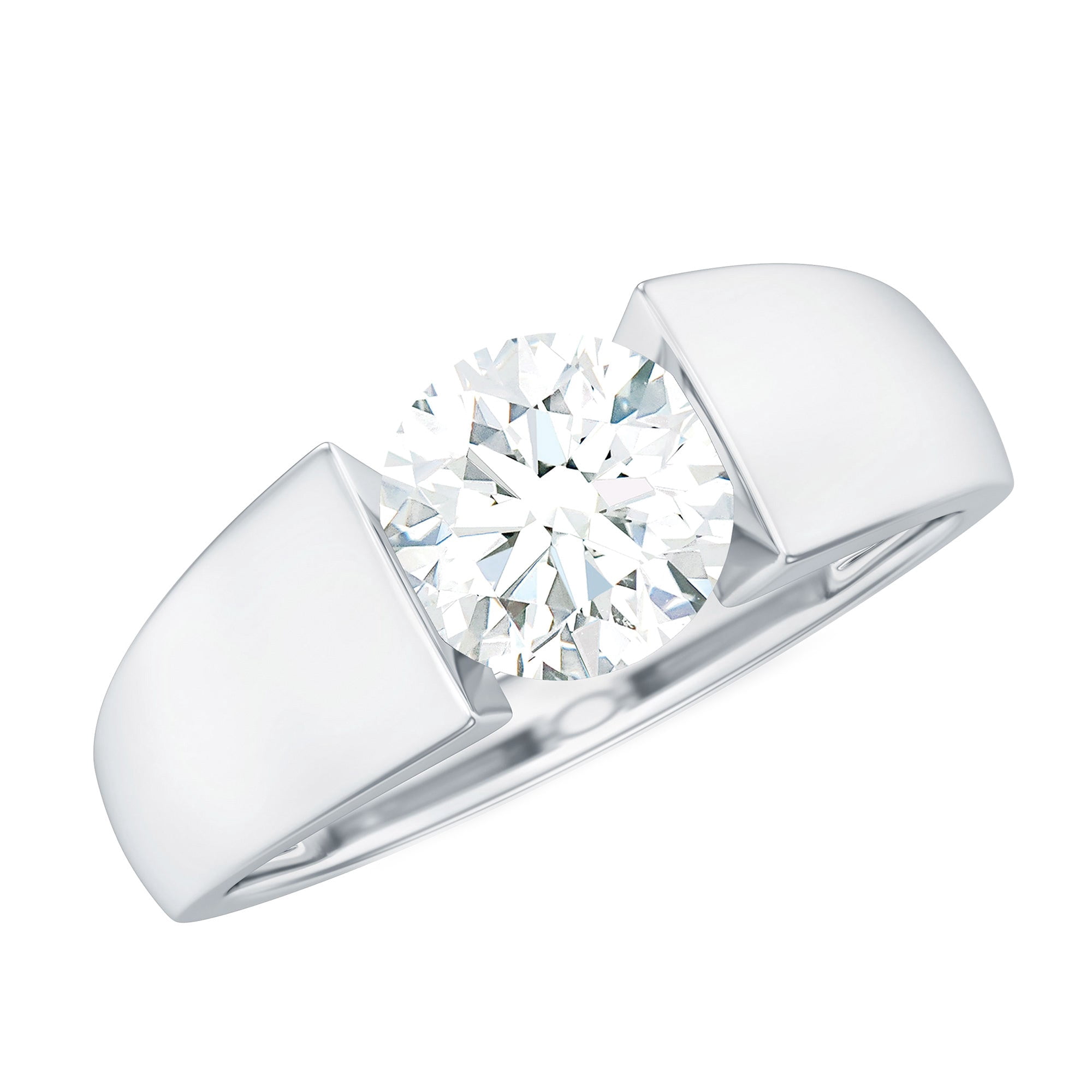 925 Sterling Silver 1.5 Carat Round Moissanite Solitaire Women Wedding Engagement Promise Ring