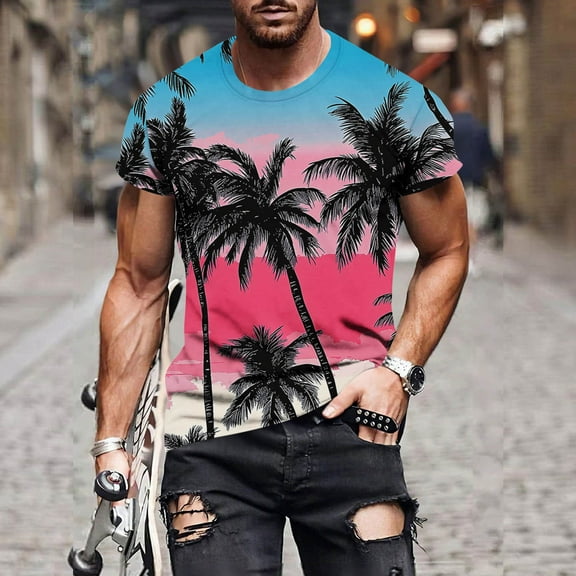 T Shirts for Men under $5 Short Sleeve Print Fallow Round Neck Casual T-shirt