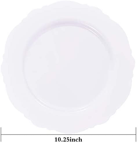 7.5inch Baroque White Disposable Dessert/Salad Plates for Upscale Parties &Wedding WDF 60pcs White Plastic Plates 