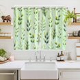 thumbnail image 2 of Green Leaves Kitchen Curtains Window Panels, Summer Botanical Farmhouse Leaf Insulated Window Treatment Curtain, Grommet Curtains for Bedroom/Living Room/Bathroom, 2 Piece 52"Wx72"L, 2 of 8
