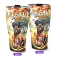 thumbnail image 2 of Hello Fall Rottweiler Football Welcome Autumn with Leaves Pumpkins 30oz Stainless Steel Tumbler Insulated Cup with Lid Rottie Dog Lover Gifts Idea - 00012, 2 of 5