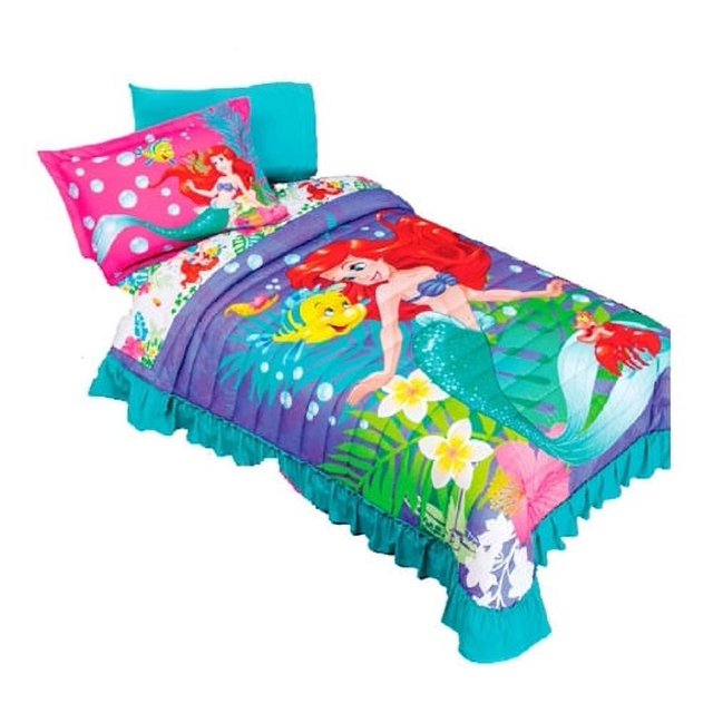 Colcha Individual Infantil Ariel Microfibra Morado Concord Ariel bajo el Mar
