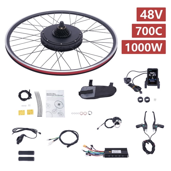 700C Electric Bicycle Rear Wheel Motor E Bike Conversion Kit LCD 48V 1000W