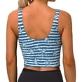 thumbnail image 3 of Fotbe Ocean on Striped Pattern Womens' Sports Bra Longline Wirefree Padded with Medium Support Sports Moisture-Wicking Workou Vest,Tank Top-Medium, 3 of 9