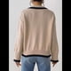 thumbnail image 5 of Suéter Básico con Cuello Alto en V para Mujer, Diseño de Bloques de Color, Moda Invierno Otoño 2025. Caqui M, 5 of 10