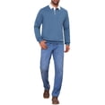 thumbnail image 2 of INSPIRE CHIC Men's Contrast Collared Long Sleeves Pullover Polo Sweatshirt M Blue, 2 of 6