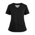 thumbnail image 3 of 2 Pocket Scrub Top for Women V Neck Short Sleeve Side Slit Top Made with Soft Stretch Durable Fabric, #01 Black, 5XL, 3 of 6