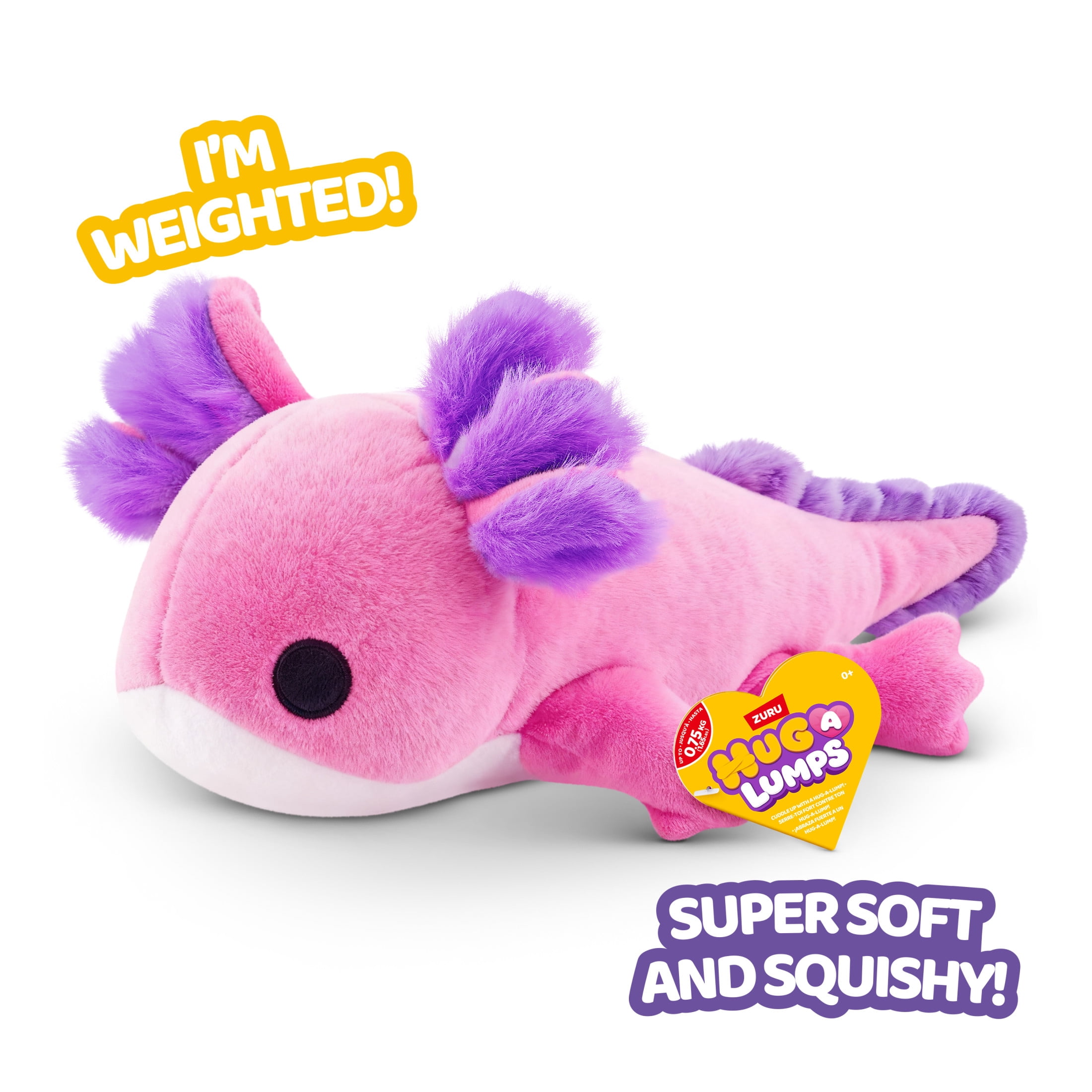 Hug a Lumps Ally the Axolotl by ZURU - Small 1.65lbs Cuddly Weighted Plush Toy for All Ages