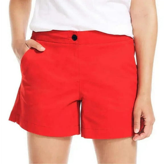 Nautica Women's Mid Rise Twill Short, Bright Red 14