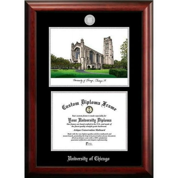 Campus Images IL968LSED-129 12 x 9 in. University of Chicago Silver Embossed Diploma Frame with Lithograph