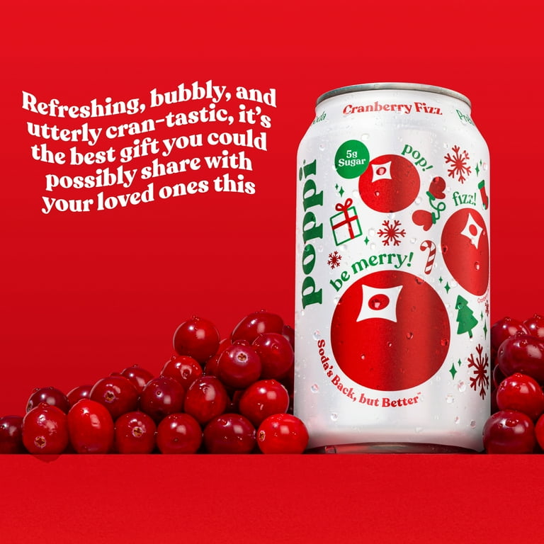 poppi Cranberry Fizz Prebiotic Soda, 12 oz, 4 Pack Cans - Walmart.com