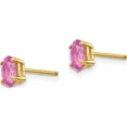 thumbnail image 2 of 14K Yellow Gold Pink Sapphire Post Earrings (6 X 4) Made In United States xe86sp-b, 2 of 5