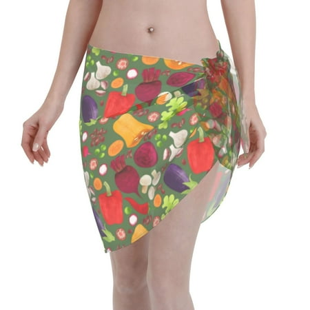 Ocsxa Begetable Print Sarong Coverups For Women Bathing Suit Wrap Swimsuit Skirt Beach Bikini Cover Up Swimwear