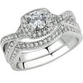 thumbnail image 3 of Divine_creation 925 Sterling Silver 2.48 Ct Round Cut White Diamond Engagement Thanksgiving Christmas Halo Bridal Ring Set 14K White Gold Plated For Women's -6.5, 3 of 3