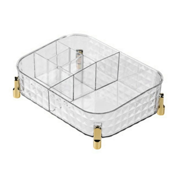 Bandeja organizadora de maquillaje de gran capacidad, estuche de almacenamiento para brochas, labiales y productos para el cuidado de la piel, transparente.