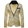thumbnail image 4 of Olyvenn Stylish Men's And Winter Fashion Personality Sequins Casual Suit Jacket Blazers Formal Business Office Work Suit Jacket Gold 4, 4 of 5