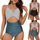 thumbnail image 1 of TaTaai Vintage Strappy Back Swimwear, Women's Stripe Tankini Bikini Set, Adjustable Design with Removable Padding for Pool Party Gift, 1 of 9
