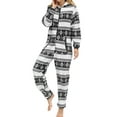 thumbnail image 3 of Women's Christmas Hoodie One-piece Pajamas Fleece Women's Fawn Snowflake Printed One Piece, 3 of 7