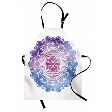 

Lotus Apron Doodle Style Watercolor Flower Bloom Secret Ethnic Lifestyle Pattern Unisex Kitchen Bib Apron with Adjustable Neck for Cooking Baking Gardening Violet Blue Fuchsia Purple by Ambesonne