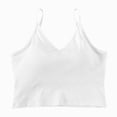 thumbnail image 4 of ORT Tank Tops for Women Built in Shelf Bra Spaghetti Strap Summer Camisole U Neck Slim Fit Ribbed Sleeveless(Z07-White,M), 4 of 5
