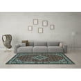 thumbnail image 3 of Ahgly Company Indoor Square Medallion Light Blue Traditional Area Rugs, 4' Square, 3 of 4