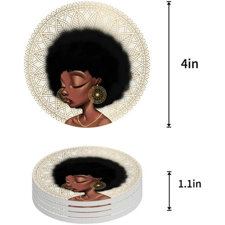 

KXMDXA Girl Set of 4 Round Coaster for Drinks Absorbent Ceramic Stone Coasters Cup Mat with Cork Base for Home Kitchen Room Coffee Table Bar Decor