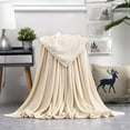 thumbnail image 2 of Btomtd 80"x90" Warm Fleece Throw Blanket for Sofa Soft Thick Bedding Cozy Bed Blanket Lightweight Blanket for Household All Seasons Use, Beige, 2 of 7