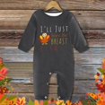 thumbnail image 3 of MHZLDYZ Newborn Onesies Girl Infant Boy And Girl Romper Long Sleeved Round Neck Letter Printing Thanksgiving Jumpsuit Bodysuit Baby Outfit Baby Items Newborn Boy Clothes (Dark Gray,24M), 3 of 3